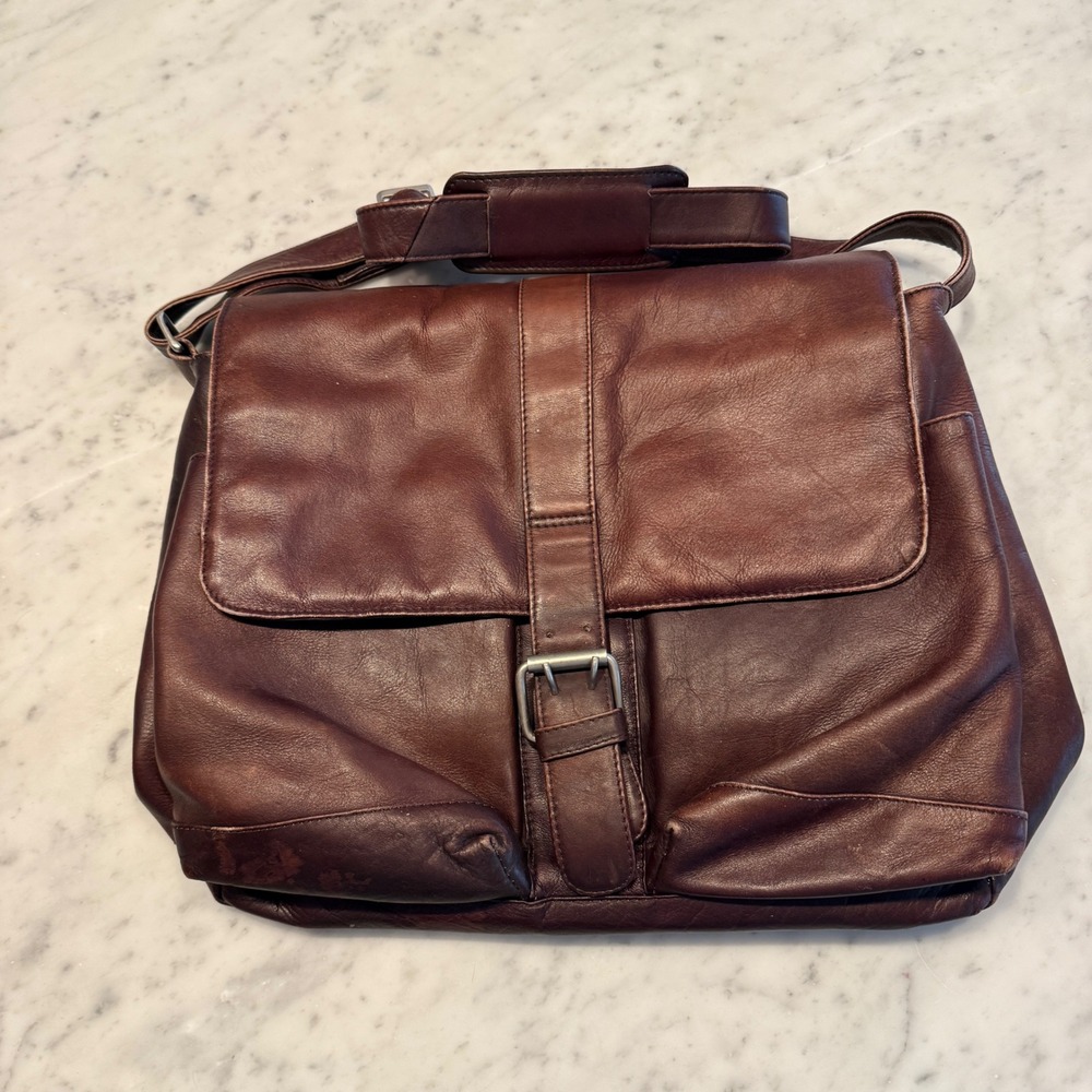 Latico‎ Brown Leather Messenger Bag Crossbody Laptop Satchel Distressed